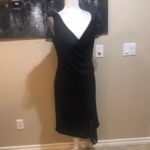 Jones New York Cocktail Evening Dress w/Sheer Cap Sleeves & Sequins Hem-10